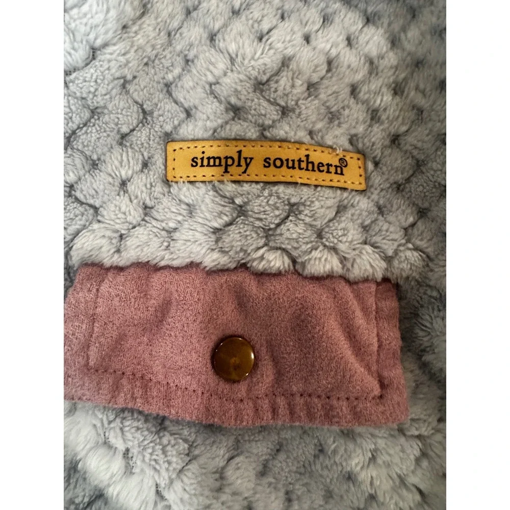 Simply Southern Women XL Sherpa Pullover Blue Mauve Pink Quarter Snap Fleece